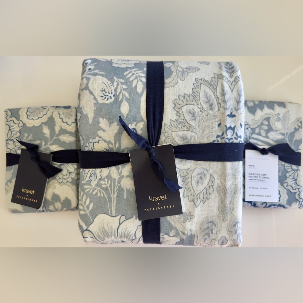 Pottery Barn Kravet Arboretum Floral Reversible Duvet Cover & Shams, Retail $449